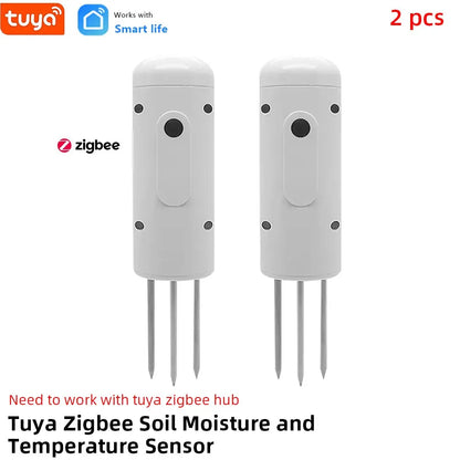 Tuya Zigbee Smart Water Valve Controller Sprinkler Drip Irrigation System and Tuya Zigbee Soil Moisture and Temperature Sensor