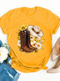 Floral Cowboy Boots Women's Tee - Western Style Graphic, Country-Inspired Print for Casual Daily Wear