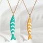 Cute Colorful Enamel Fish Pendant Necklaces For Women Girls Lovely Stainless Steel Gold Color Summer Waterproof Beach Jewelry