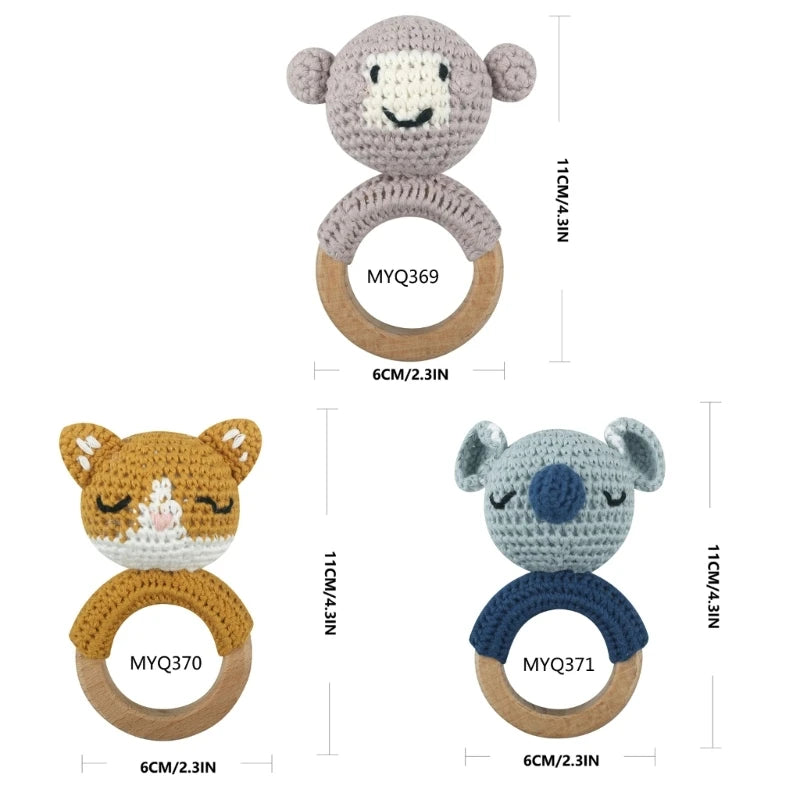 1Pc Baby Wooden Teether Crochet Rattle Toy BPA Free   Rattle Baby Mobile Gym Newborn Stroller Educational Toys Dropshipping