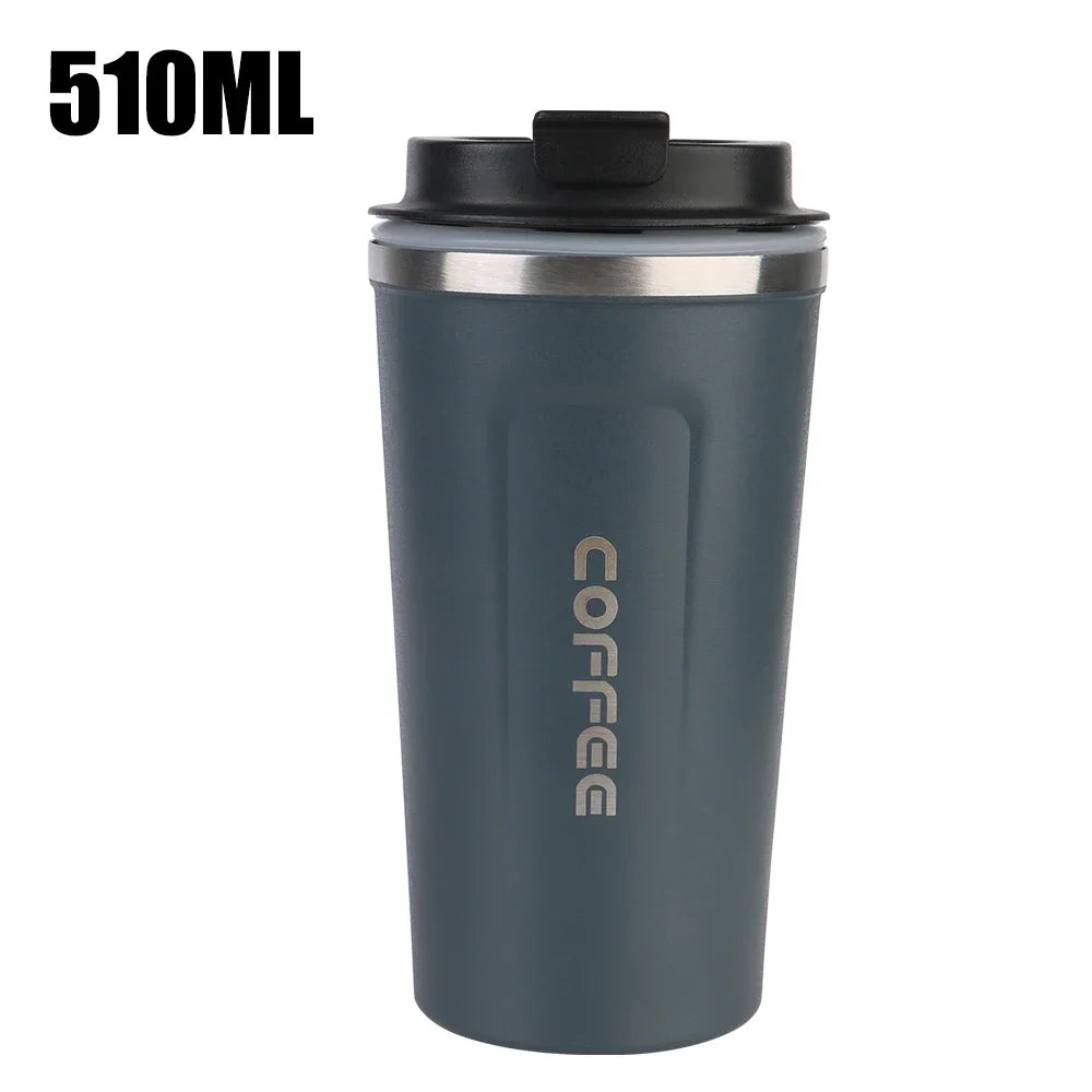Thermo Cafe Coffee Mug Car Thermos, 380/510ml Leak-Proof Travel Cup for Tea Water Coffee, Double Stainless Steel