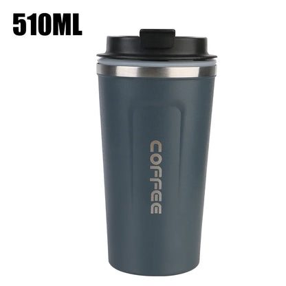 Thermo Cafe Coffee Mug Car Thermos, 380/510ml Leak-Proof Travel Cup for Tea Water Coffee, Double Stainless Steel