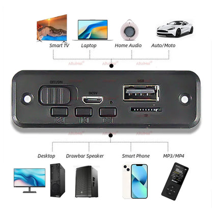 6W Bluetooth Amplifier Board MP3 Player Module with USB TF FM Radio 3.7V-5V Audio Power Amplifier for Car DIY Speaker Project