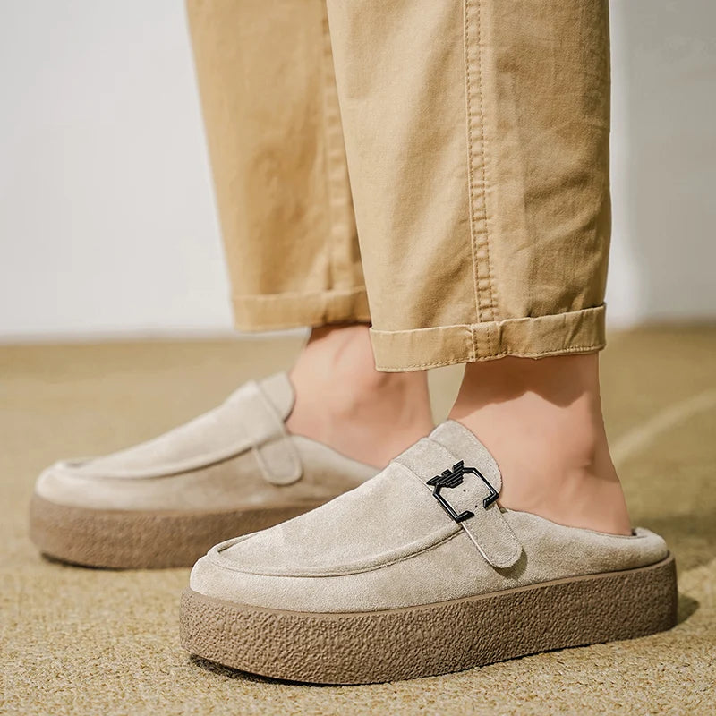 Men's 2026 Casual Loafer Half Slippers, Dual Use for Home & Outdoor, Slip-On Non-slip Wear-resistant Moccasin Shoes