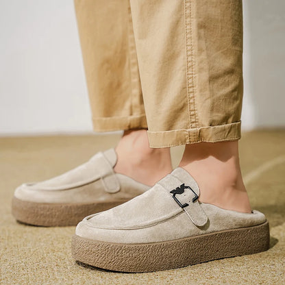 Men's 2026 Casual Loafer Half Slippers, Dual Use for Home & Outdoor, Slip-On Non-slip Wear-resistant Moccasin Shoes
