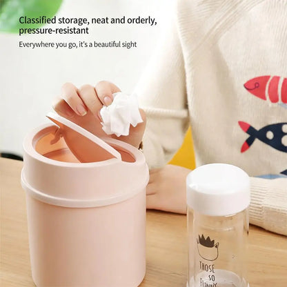 Mini Desktop Trash Can with Press-Top Lid Small Waste Bin for Office Desk & Bedroom Portable Space-Saving Trash Tube