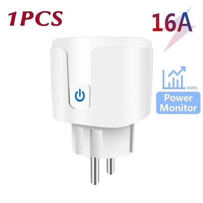 Tuya Smart Socket WIFI 16A/20A EU Plug With Monitoring Timing Function Smart Home Electronic Power Outlet Alexa Google Home