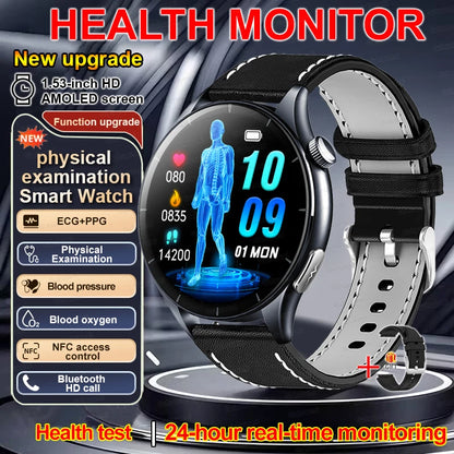2026New Smart Watch For Men Micro-examination Health Blood pressure Uric Acid ECG+PPG Fitness Tracker Clock Smartwatch Women Men