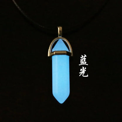 2Pcs/Set Luminous Hexagonal Column Heart Pendant Couple Magnetic Necklace Natural Stone Geometric Pendant Necklace Jewelry Gifts