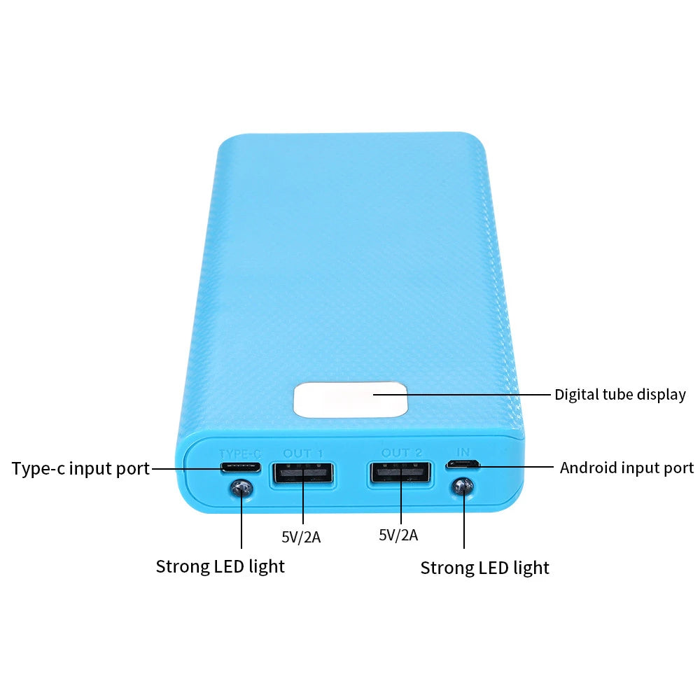 DIY 18650 Power Bank Case External 5V USB Type C Battery Charge Storage Box Shell Without Battery For iPhone Xiaomi Huawei