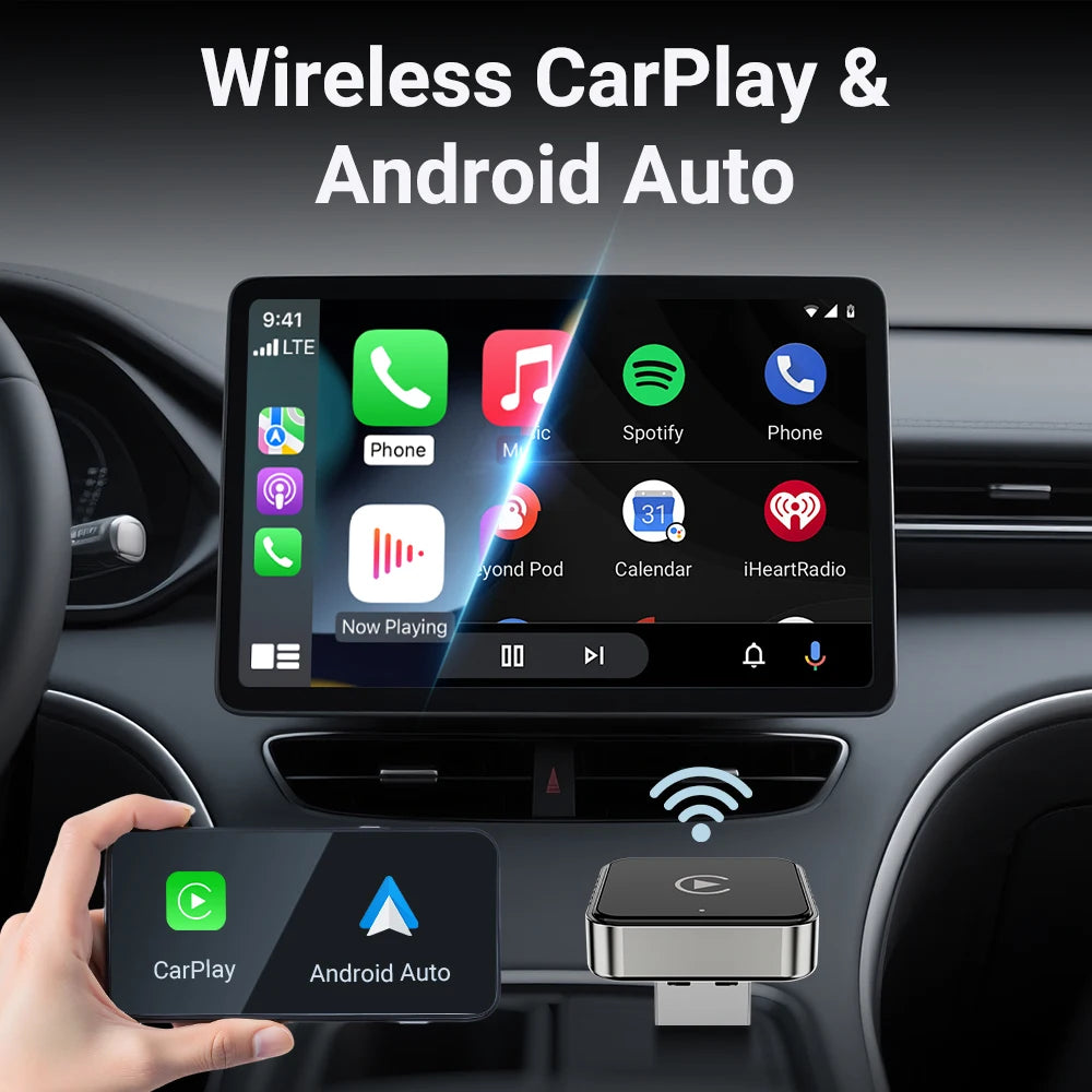 Bezprzewodowy CarPlay Android 2026 Nowy Inteligentny Adapter Samochodowy Bezproblemowy Plug&Play Stabilne połączenie BT WiFi Aktualizacja OTA Pasuje do 99% Pojazdów
