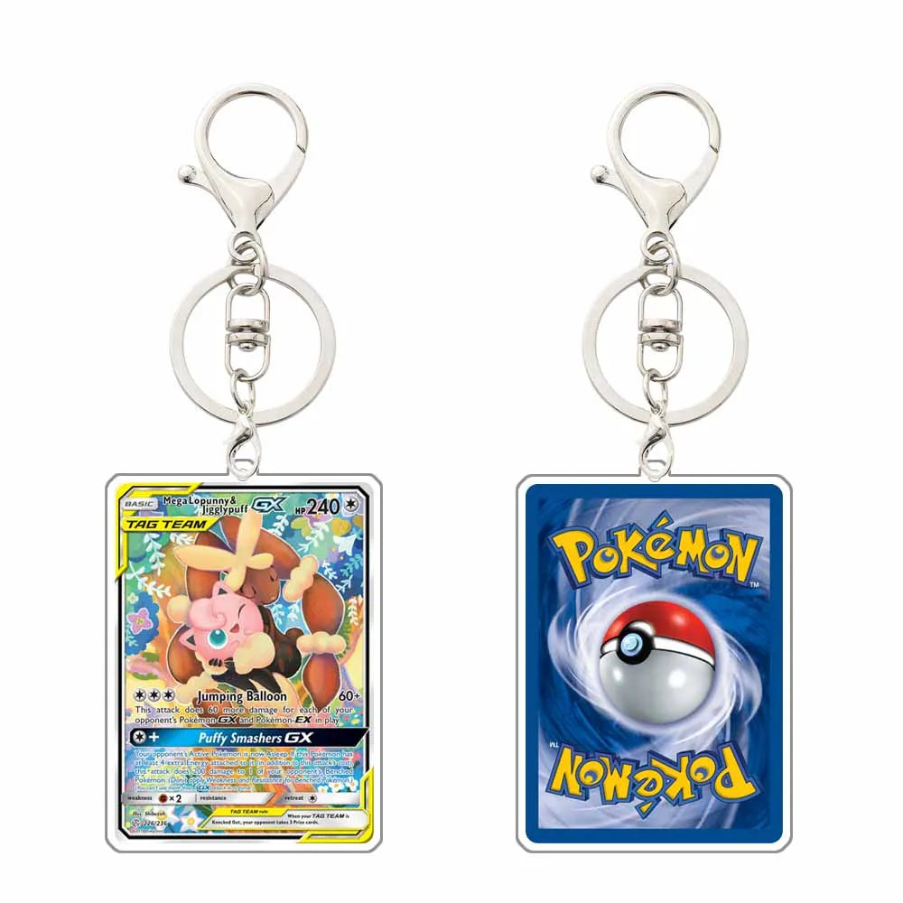 Key chain Charmander Mewtwo Umbreon Jigglypuff Venusaur Blastoise Solgaleo Game Card Acrylic Keychain Pendant Decoration