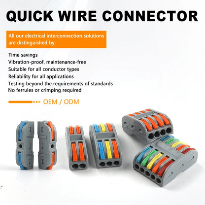 DIY GO 25PCS Universal Compact Fast BUTT Wire Connector Push-in Lever Splice Terminal Block 2/3/4/5 Pin Home LED Lighting Wiring