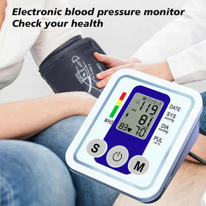 Digital Blood Pressure Monitor BP Automatic Tensiometer Upper Arm Cuff Home Medical Sphygmomanometer with Memory