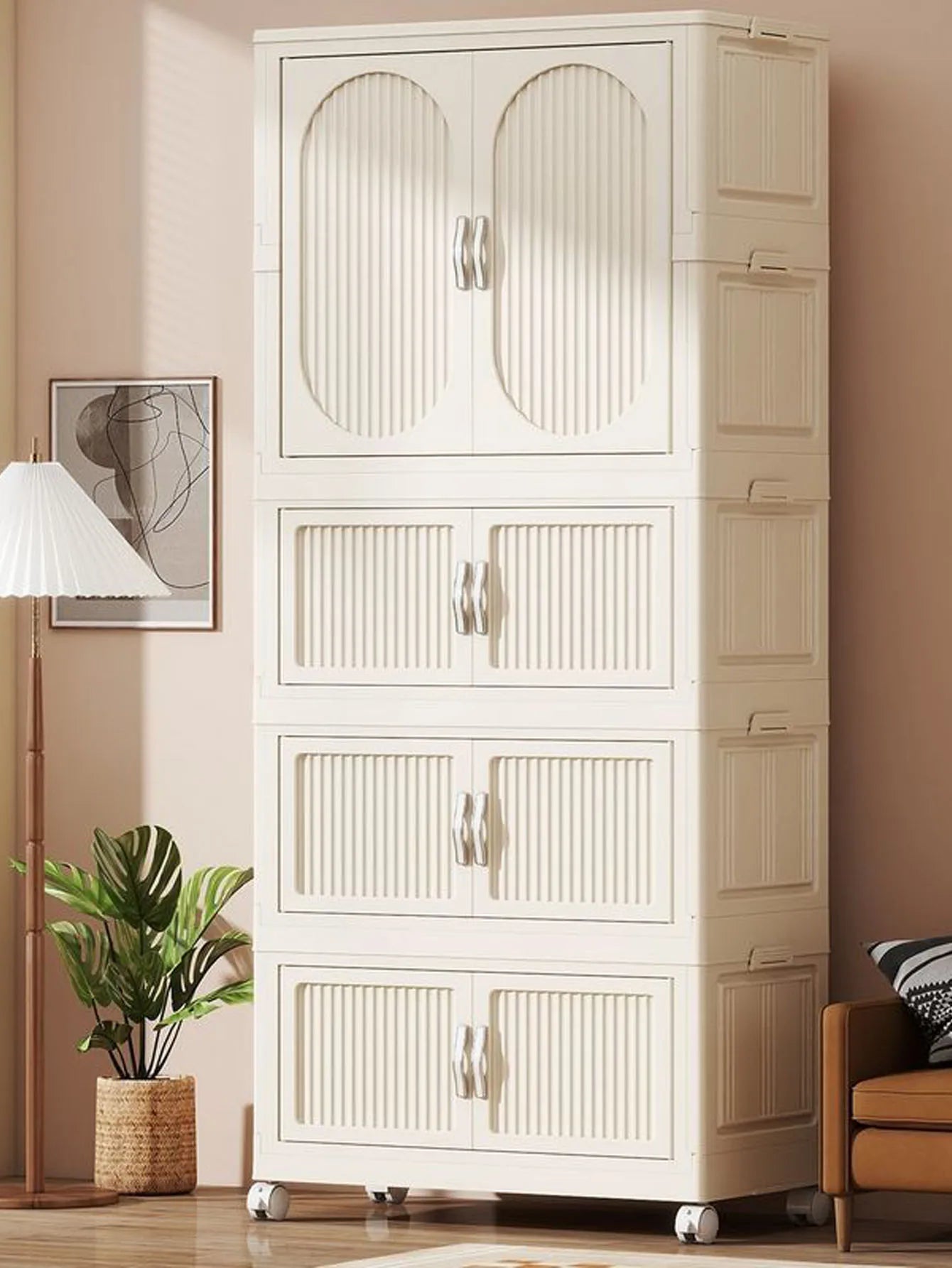 Foldable Baby Closet Plastic Infant Wardrobe Children's Clothing Storage Cabinet for Home Bedroom No Installation Needed