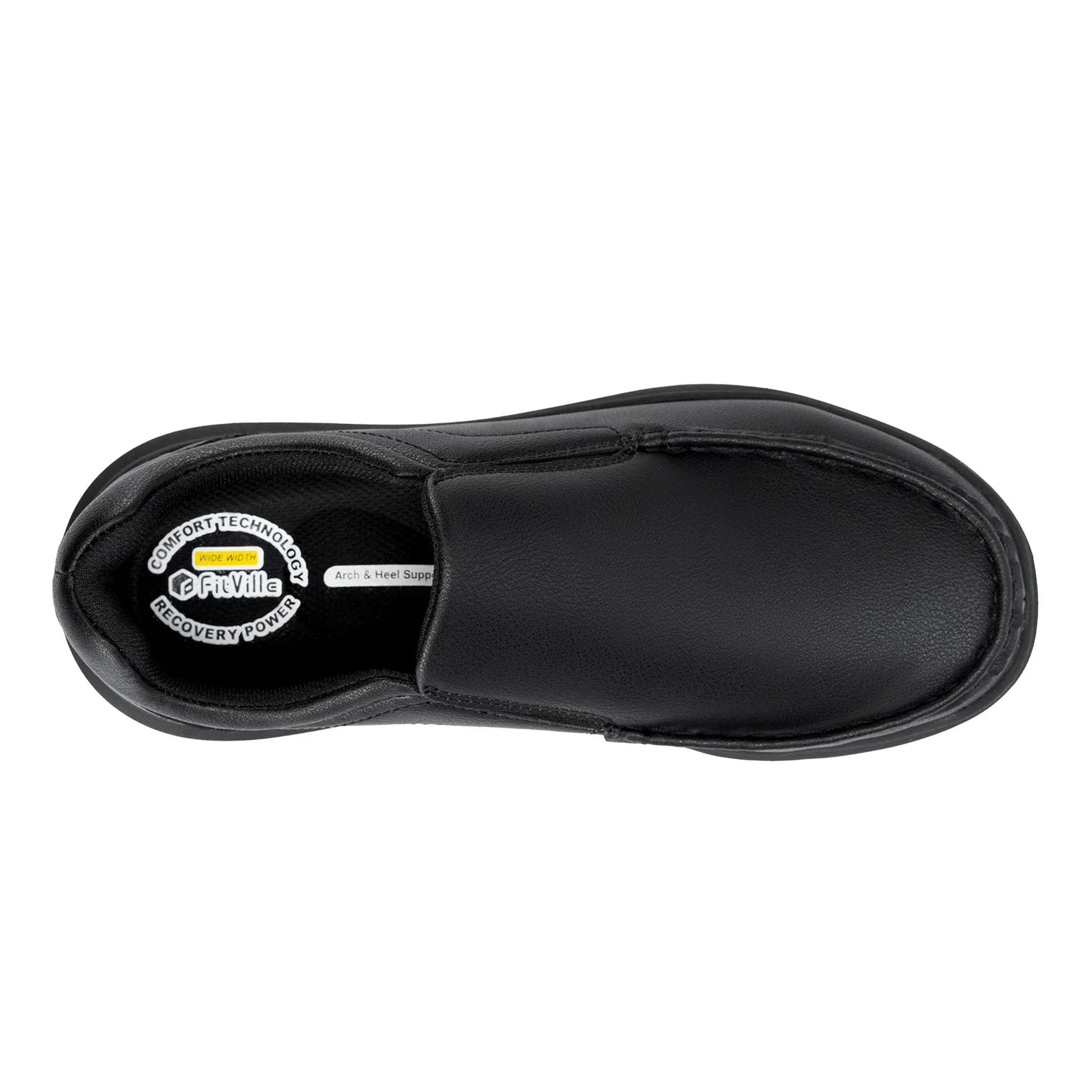 Fitville Men'S Slip-On Shoes Wide Width Leather Casual Shoes Lightweight For Swollen Feet With Arch Support Pain Relief