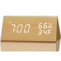 Wooden Alarm Clock Clock LED Time Display USB Charger Humidity and Temperature Detection Digital Alarm Clock For Bedside Table