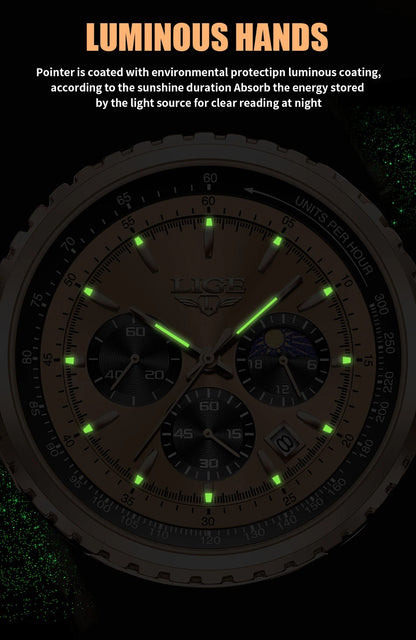 Relogio Masculino LIGE New Men Watch With Full Steel Waterproof Luminous Quartz Watch For Men Fashion Military Date Chronograph