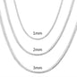 45-60cm Silver Color 1MM/2MM/3MM solid Snake Chain Necklace For Men Women Fashion Jewelry for pendant free shipping