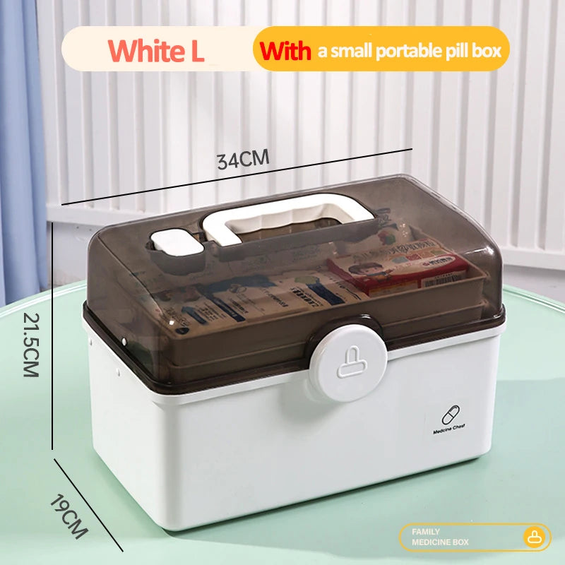 3 Layers Large Capacity Family Medicine Organizer Storage Box Portable First Aid Kit Medicine Container Emergency Pharmacy Box