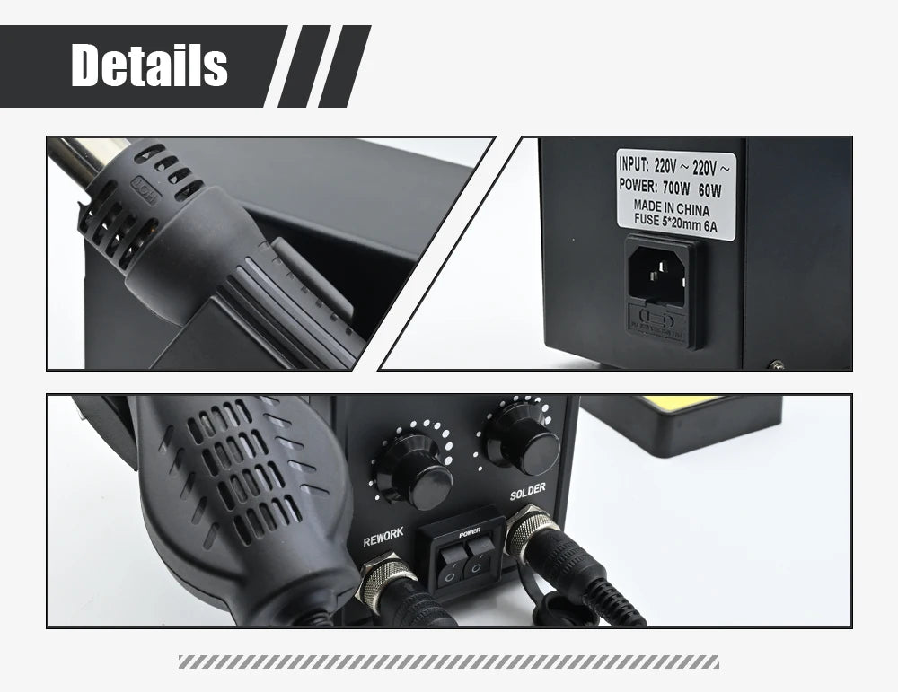 JCD 750W 8586D Soldering Station 2 IN 1 Hot Air Gun LCD Dual Digital Display Electric Soldering Iron SMD Welding Rework Station