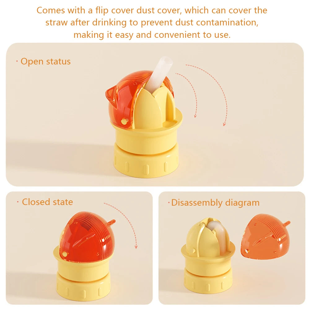 2-in-1 Children's Straw Lid,Reusable Leakproof Water Bottle Cap for Boys Girls,Portable Anti-Choking Spout Cap with Straw