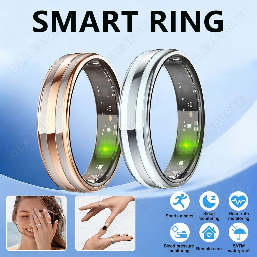 Men Women Smart Ring 5ATM Waterproof Pedometer Multi-function Ring Heart Rate Blood Pressure Monitor Health Smart Ring 2025 New
