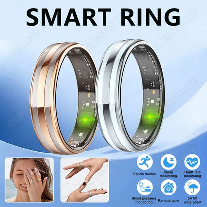Men Women Smart Ring 5ATM Waterproof Pedometer Multi-function Ring Heart Rate Blood Pressure Monitor Health Smart Ring 2025 New