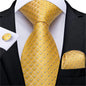 Fashion Men Tie Luxury Gold Black Dot Striped Paisley Silk Wedding Tie For Men DiBanGu Designer Hanky Cufflinks Gift Tie Set