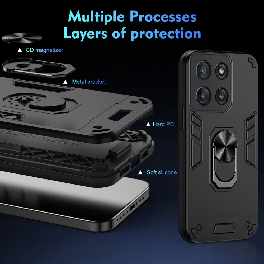 For Motorola Moto G56 5G Case Shockproof Armor Magnetic Holder Ring Case For Moto G56 G 56 MotoG56 Camera Lens Protect Cover