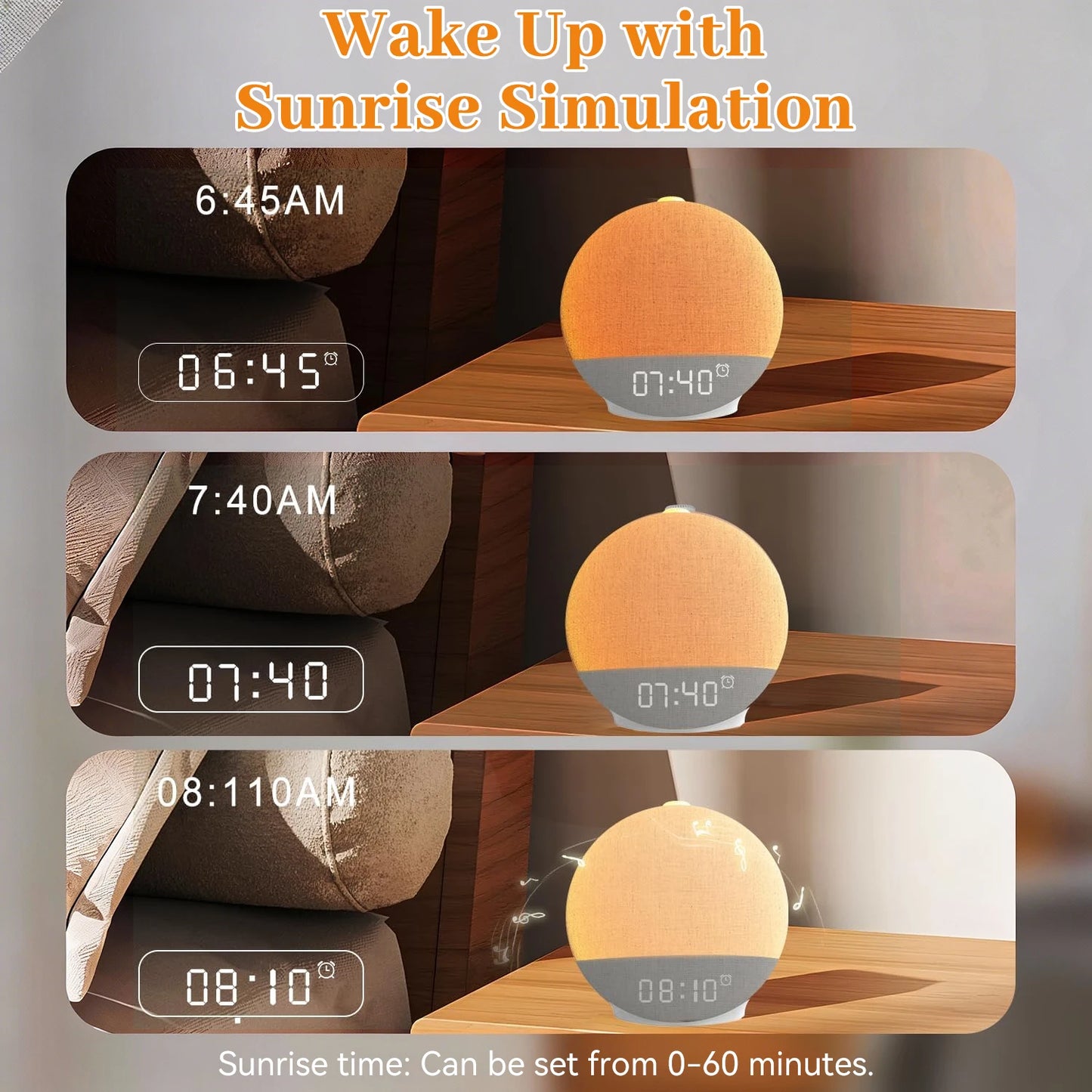 Wake Up Light Sunrise Alarm Clock White Noise Sound Machine Bluetooth Speaker Color Changing Night Lights for Bedroom Ideal Gift
