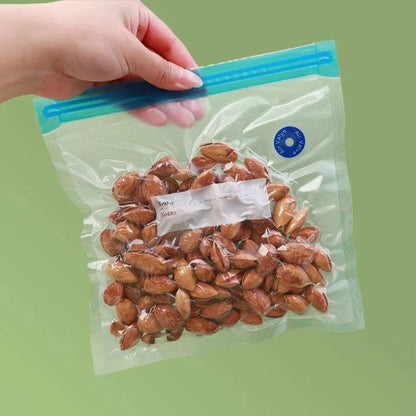 Reusable Vacuum Sealing Food Bags, Household Food Air Valve Pump Sealing Bags, Vegetables Meat Snack Sealer Fresh-keeping Bag