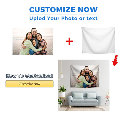Custom Tapestry Personalized Photo Tapestry Wall Hanging for Bedroom, Living Room & Dorm Decor, Modern Home Wall Art