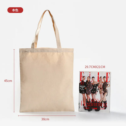 100pcs/lot Custom Canvas Tote Bag with Logo Small Batch Wholesale Reusable Cotton Shopping Bag