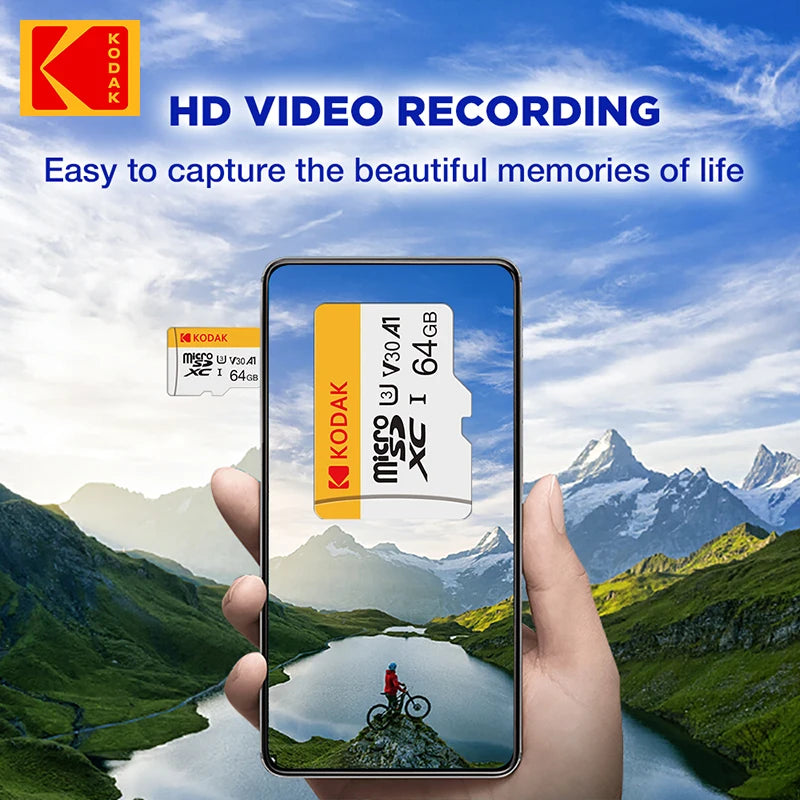 KODAK Micro SD Card 32GB 64GB 128GB Memori Memory Card C10 TF Micro SD SDXC U3 V30 4K For Phone Drone Camera
