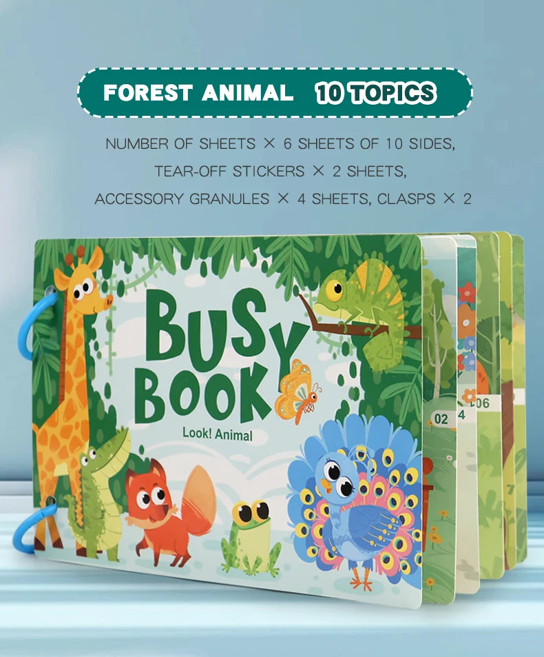 Busy Book for Kids Quiet Book Sticker Montessori Early Educational Toy Toddlers Matching Puzzles Game Baby Learning Toys Gifts