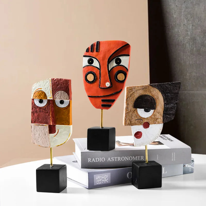Abstract Facial Art Ornaments INS Nordic Style Home Resin Crafts Creative Living Room Wine Cabinet Decoration and Decoration