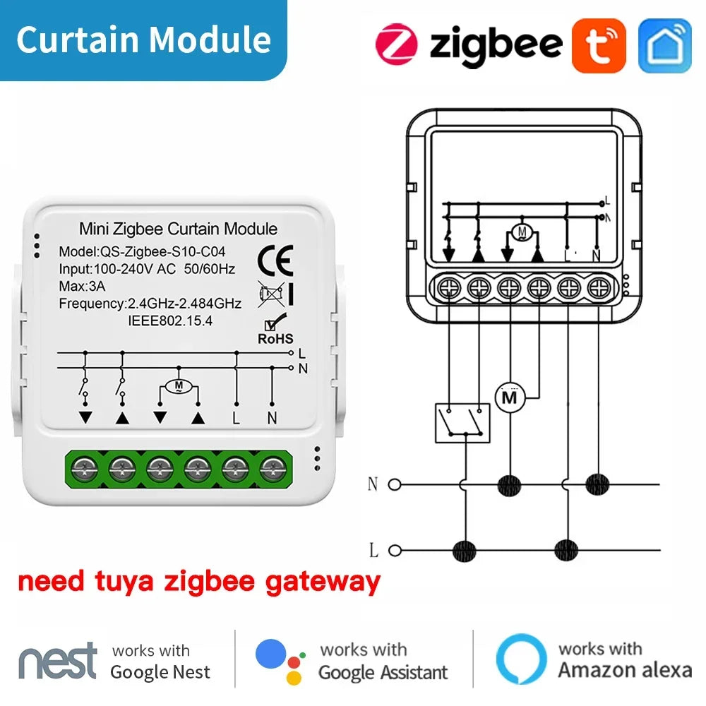 TNCE TUYA WIFI/Zigbee Switch Light Curtain Dimmer Smart DIY MINI Module, 2-way Control Breaker, Voice with Alexa Google Home