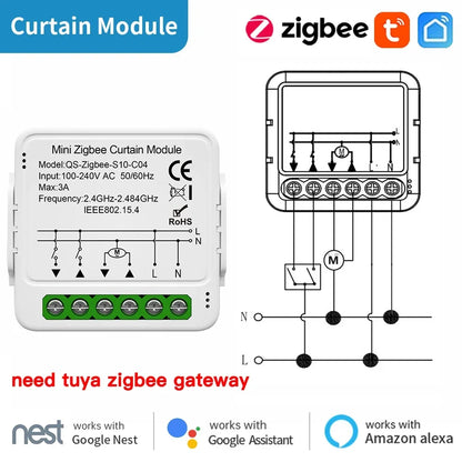 TNCE TUYA WIFI/Zigbee Switch Light Curtain Dimmer Smart DIY MINI Module, 2-way Control Breaker, Voice with Alexa Google Home