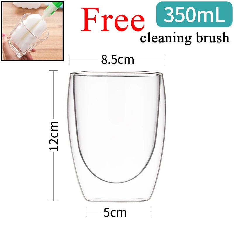 80ML Double Wall Glass Cup 1/12PCS Transparent Handmade Heat Resistant Tea Drink Whisky Wine Set Espresso Coffee Milk Mugs Gift