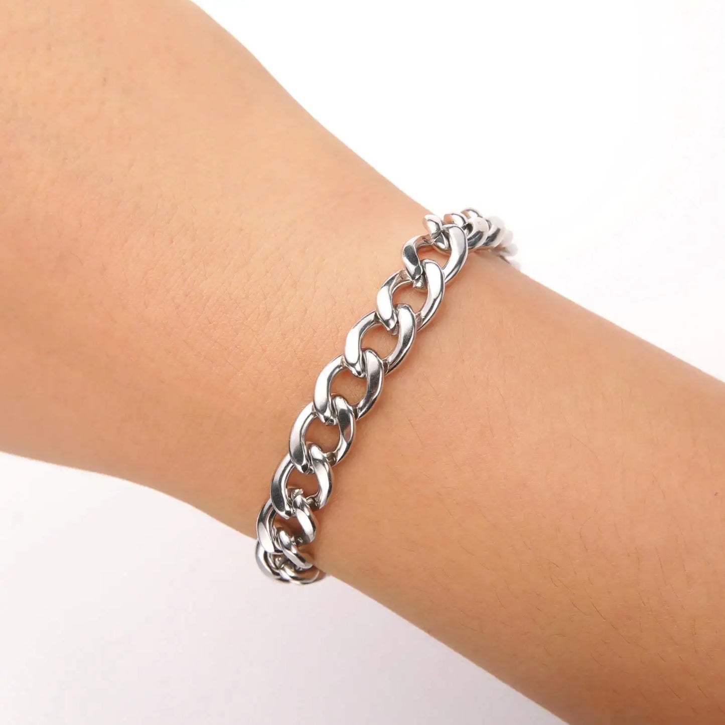 Punk Cuban Chain 3-10mm Wide Minimalist Bracelet Men Women Stainless Steel Gold Color Basic Hip Hop Figaro Chain Jewelry Gift