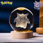 6CM Pokemon 3D Crystal Ball Figure Toy Anime Gengar Rayquaza Pikachu Lugia Vaporeon Glass Ball Model Night Light Room Decoration