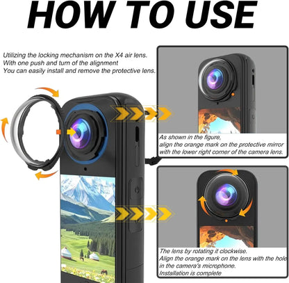 PC Lens Guard Cap Cover For Insta360 X4 Air Screen Protector Tempered Glass Film Protective Kit 360°Video Camera Accessories