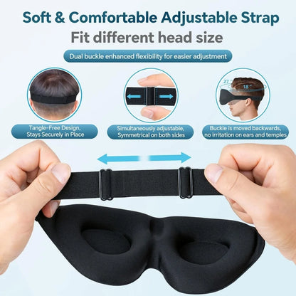 3D Contoured Zero Pressure Sleep Mask with Adjustable Strap for Deep Sleep, Travel, Naps & Yoga Relaxation
