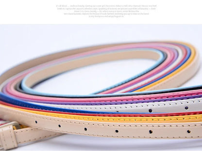 Children Candy Color Belts 1.2cm Super-thin PU Belts Simple Solid Color Lightweight Belts Summer Apparel Accessories