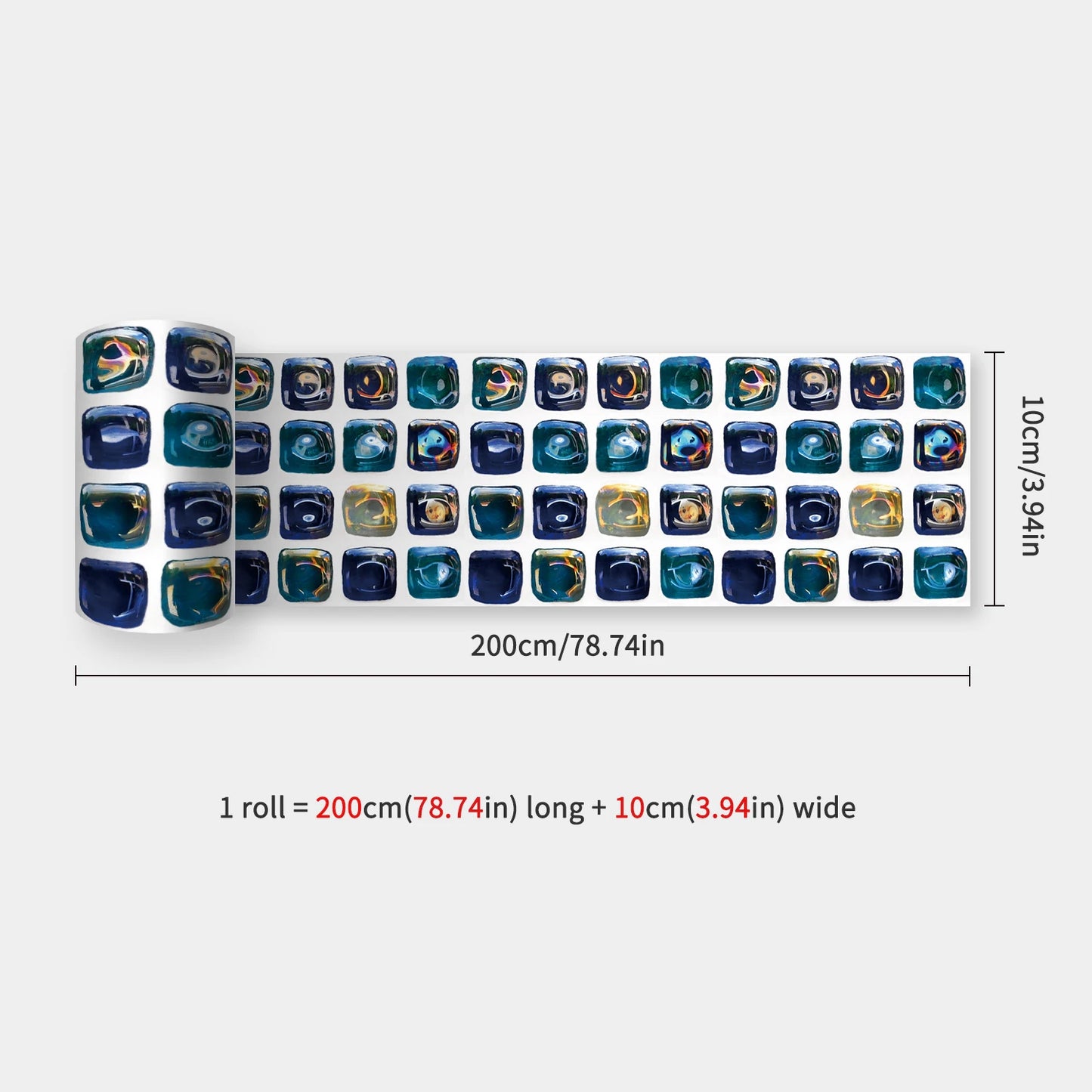10x200cm Baseboard Sticker Moroccan Mosaic Tile Style Wall Border Sticker DIY Kitchen Bathroom Decoration Waistline Wall Sticker