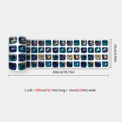 10x200cm Baseboard Sticker Moroccan Mosaic Tile Style Wall Border Sticker DIY Kitchen Bathroom Decoration Waistline Wall Sticker