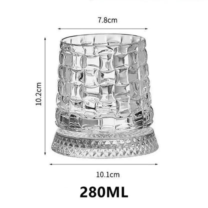 280ML Rotating Whiskey Glass Creative Crystal Premium Beer Cup Str Relief Liquor Cup With Base Straight Drink Mold Wine Glass