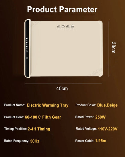 Food Warmer Plate Electric Warming Tray Foldable Food Warming Pad Electric Food Warmer Fast Heating Portable Food Warming Mat