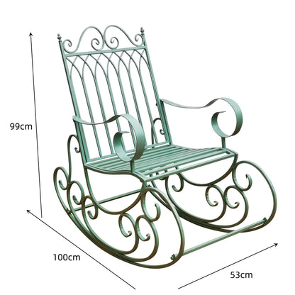 European style metal garden rocking chair, suitable for outdoor patio, yard and garden, comfortable armchair